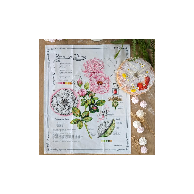 Tea towel - DAMASK ROSE