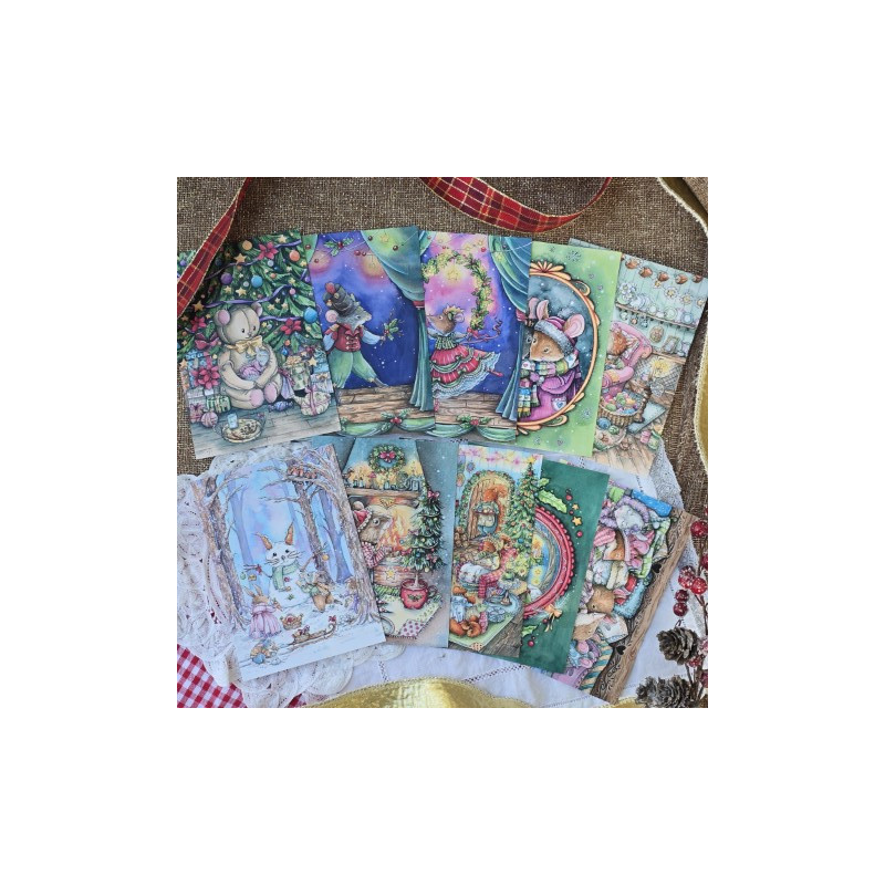 Lot 10 Carte Postale - animaux noël